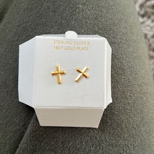 18K Gold Plated Cross Earrings